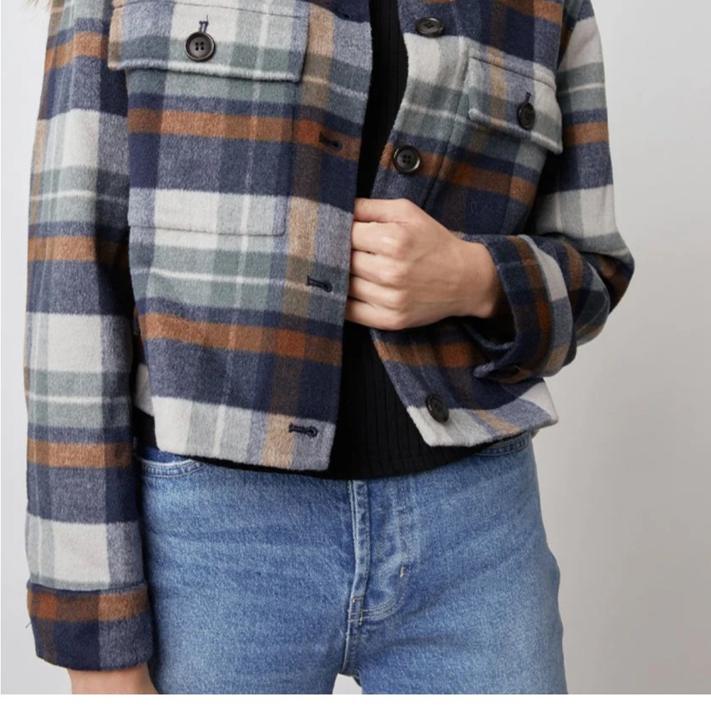 Rails Steffi Jacket in Cobalt Chocolate -  Plaid Utility Wool Jacket